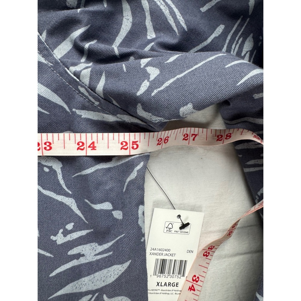 Billabong Xander Shirt Jacket Mens XL Blue Grey Leaf Print Sherpa Collar NWT - Picture 9 of 15
